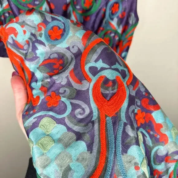 Anthropologie Pankaj & Nidhi Octave Floral Embroidered Applique Mini Dress 0